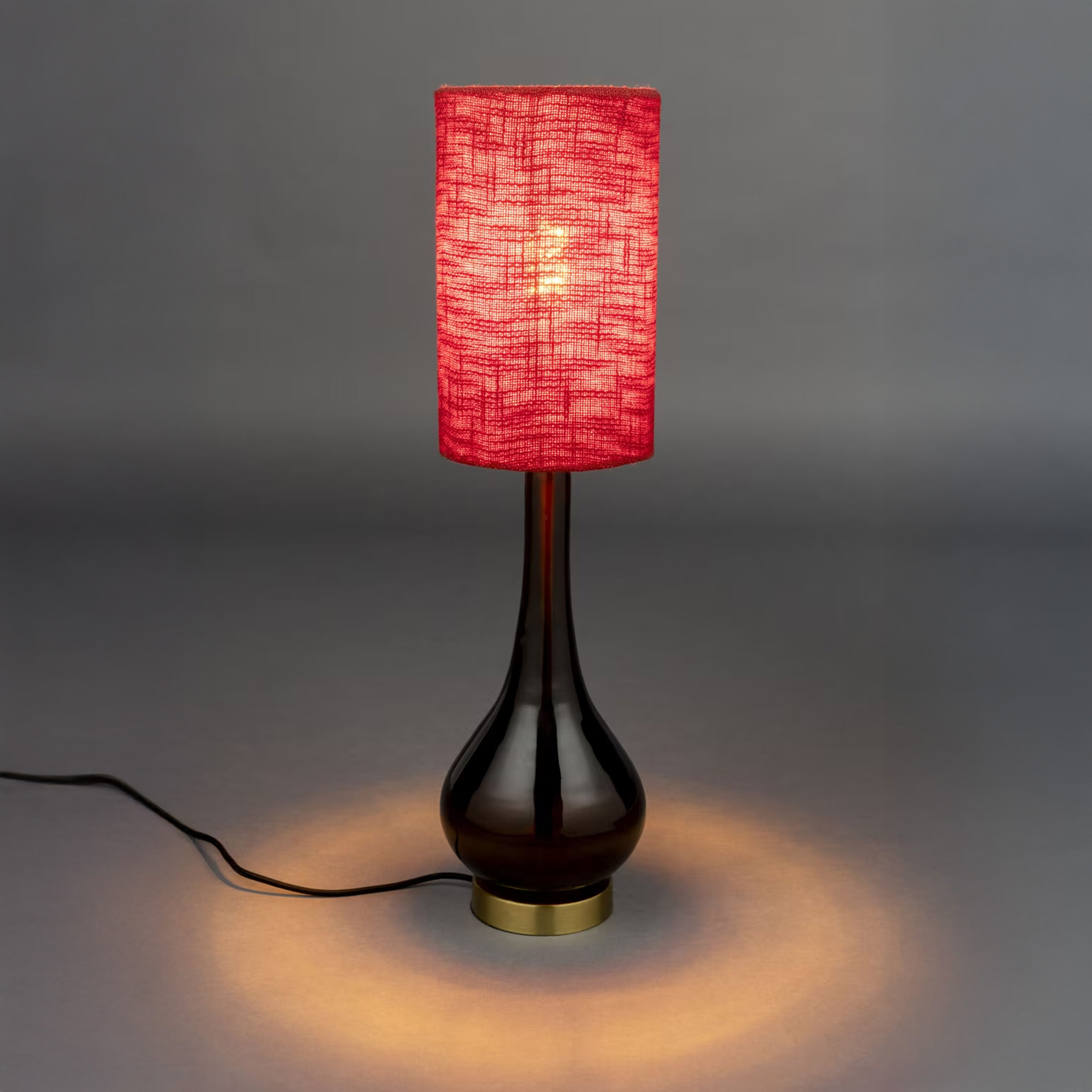 Dutchbone Tafellamp Jules Geweven stof en glas - Rood | Dutchbone