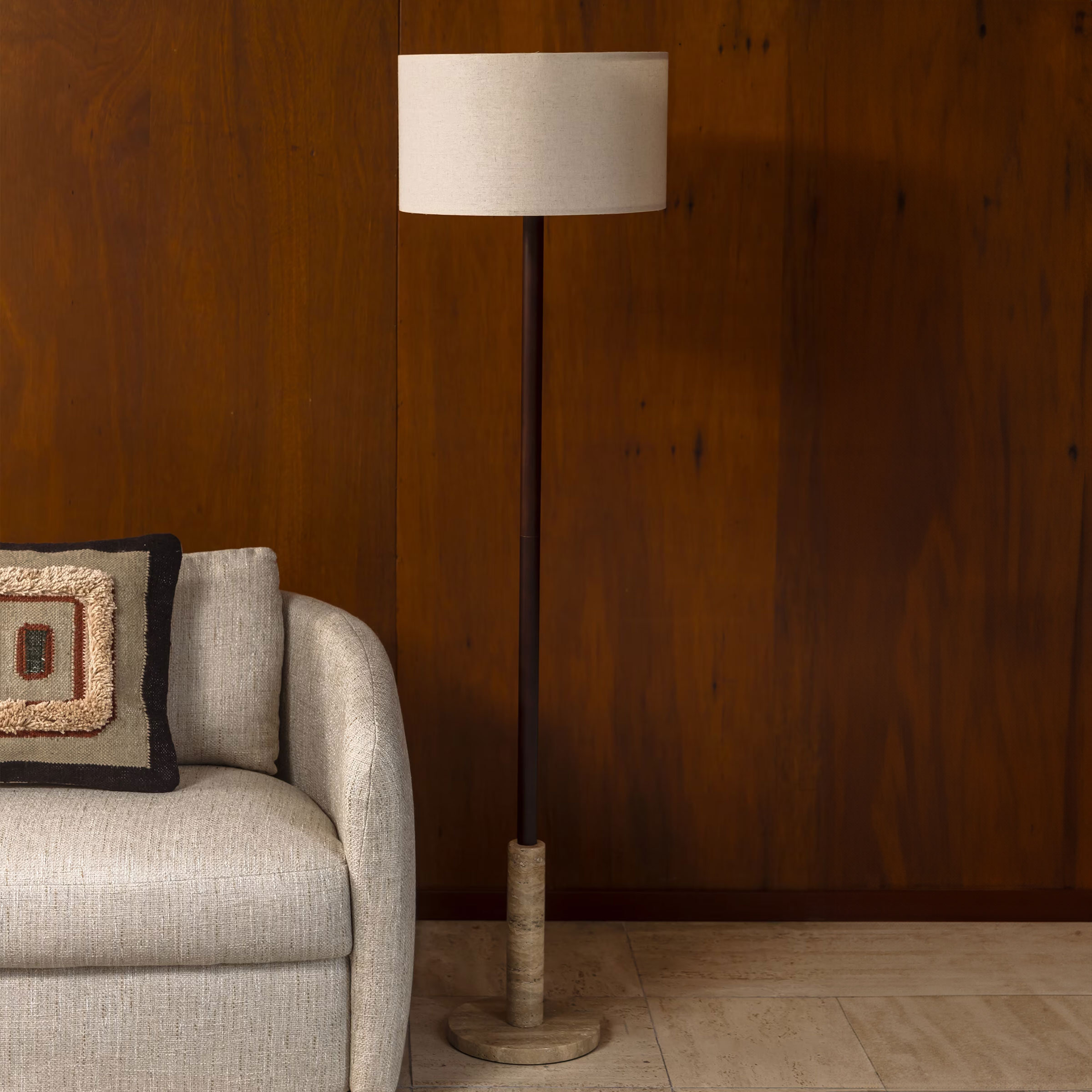 Dutchbone Vloerlamp Jackson Travertin en hout