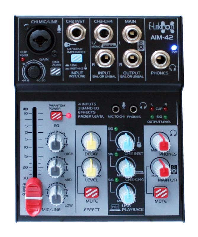 E-Lektron AIM-42 4 kanaals mengpaneel - USB interface met | E-Lektron