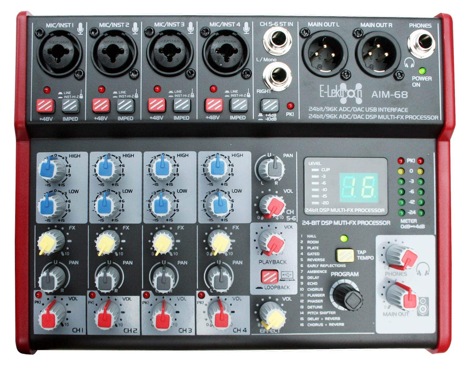 E-Lektron AIM-68 6 kanaals mengpaneel met USB interface | E-Lektron