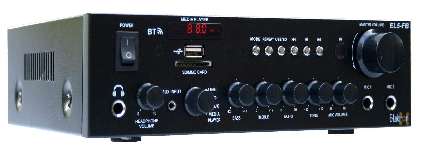 E-Lektron EL5-FB - Stereo versterker - Met Bluetooth en karaokefunctie | E-Lektron