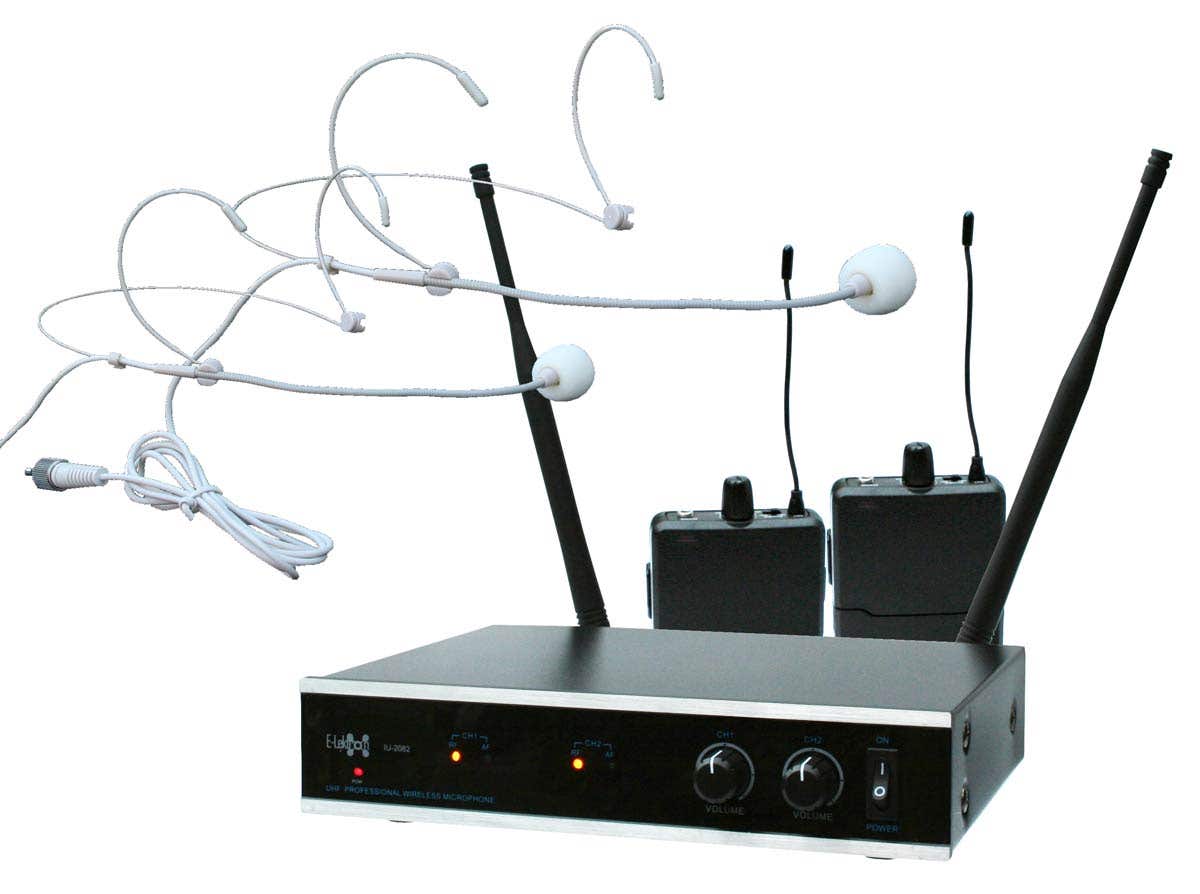 E-Lektron IU-2082H draadloze UHF headsetmicrofoon set - 2-kanaals | E-Lektron