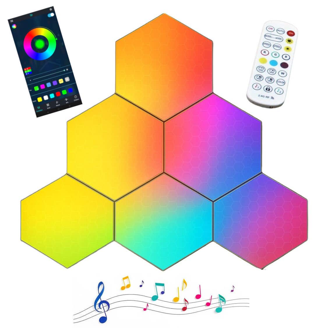 E-Lektron KBB36 hexagon LED wandverlichting - App en muziekbesturing - | E-Lektron