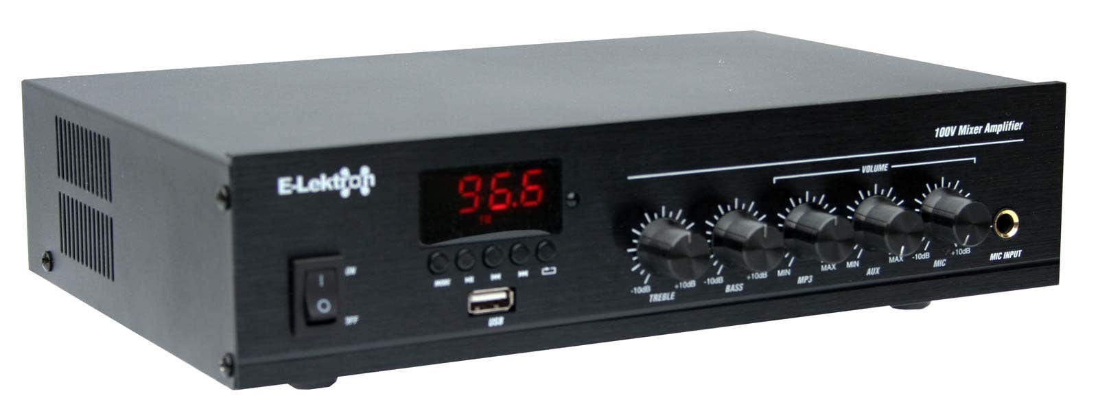 E-Lektron PA-TRON45 - 100V ELA versterker - 45W met Bluetooth en USB | E-Lektron