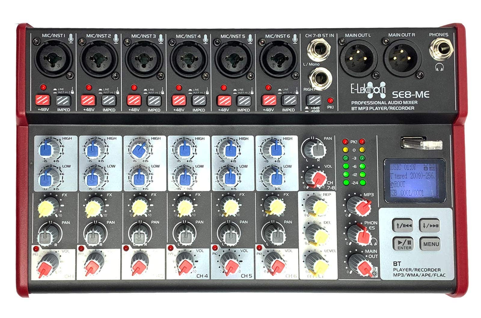 E-Lektron SE-8 live mengpaneel met Bluetooth en USB-opnamefunctie | E-Lektron
