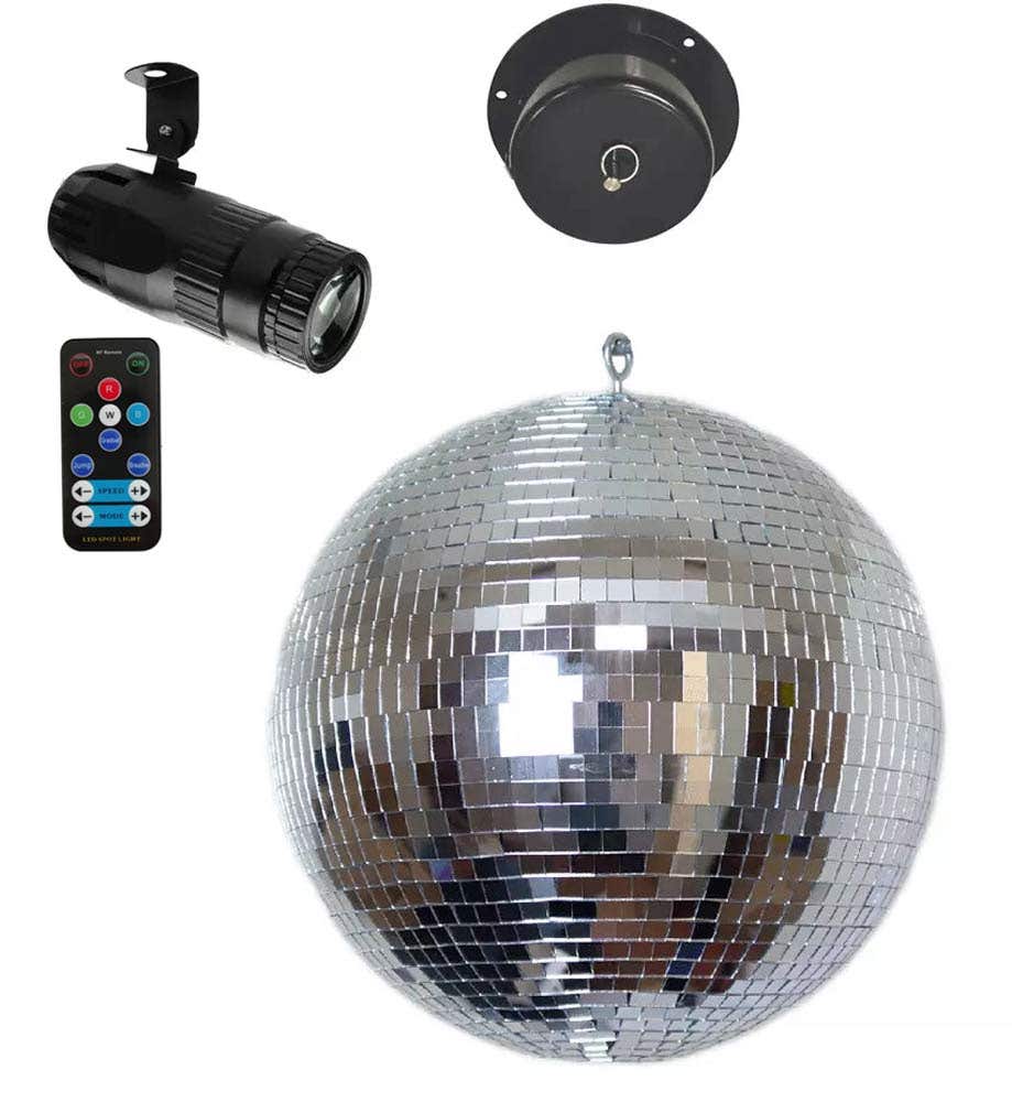 E-Lektron Spiegelbol Set - 25 cm disco bal - Inclusief motor en RGBW | E-Lektron