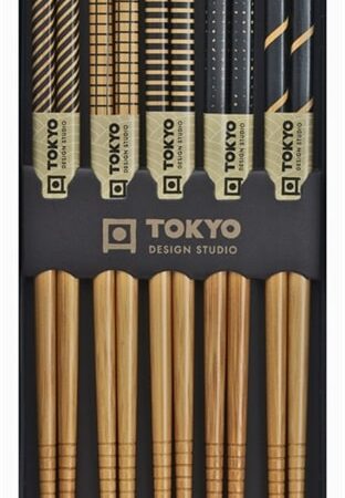 Eetstokjes Set - Tokyo Design Studio - Black Stripe - 5 paar | Tokyo Design Studio
