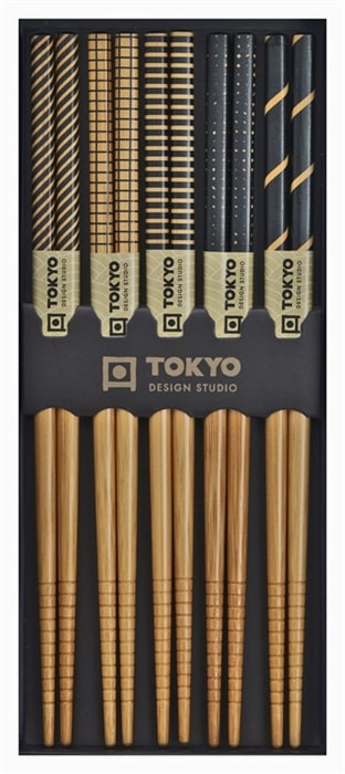 Eetstokjes Set - Tokyo Design Studio - Black Stripe - 5 paar | Tokyo Design Studio