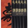 Eetstokjes Set van 5 Paar - Tokyo Design Studio - Kotobuki - Zwart met Gouden Accenten | Tokyo Design Studio