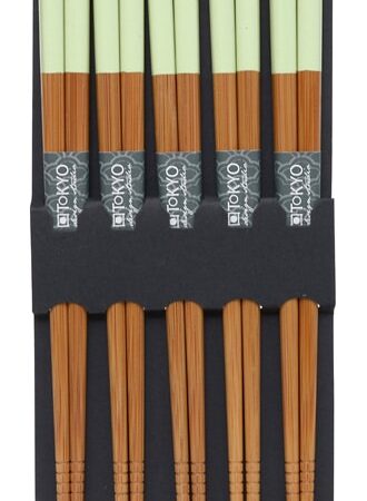 Eetstokjes met Groene Bovenkant - The Oriental Shop - Set van 5 paar | Tokyo Design Studio