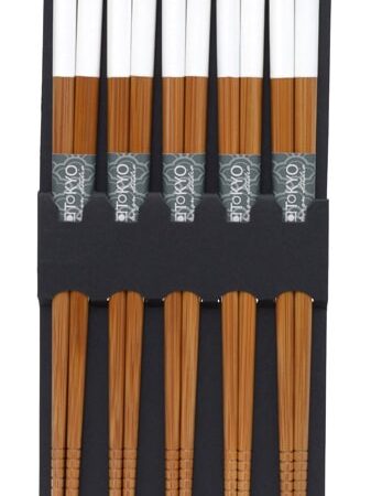 Eetstokjes met Witte Bovenkant - Set van 5 paar | Tokyo Design Studio