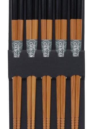 Eetstokjes met Zwarte Bovenkant - Set van 5 paar | Tokyo Design Studio