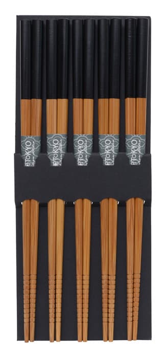 Eetstokjes met Zwarte Bovenkant - Set van 5 paar | Tokyo Design Studio