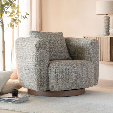 Eleonora Draaifauteuil Jordan Grove Bouclé - Taupe | Eleonora