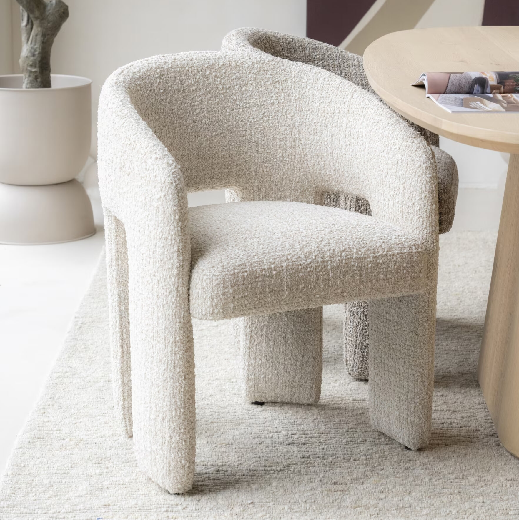 Eleonora Eetkamerstoel Hamilton Grove Bouclé - Beige | Eleonora