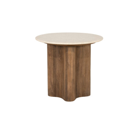 Eleonora Ronde Bijzettafel Bodhi Marmer en mangohout