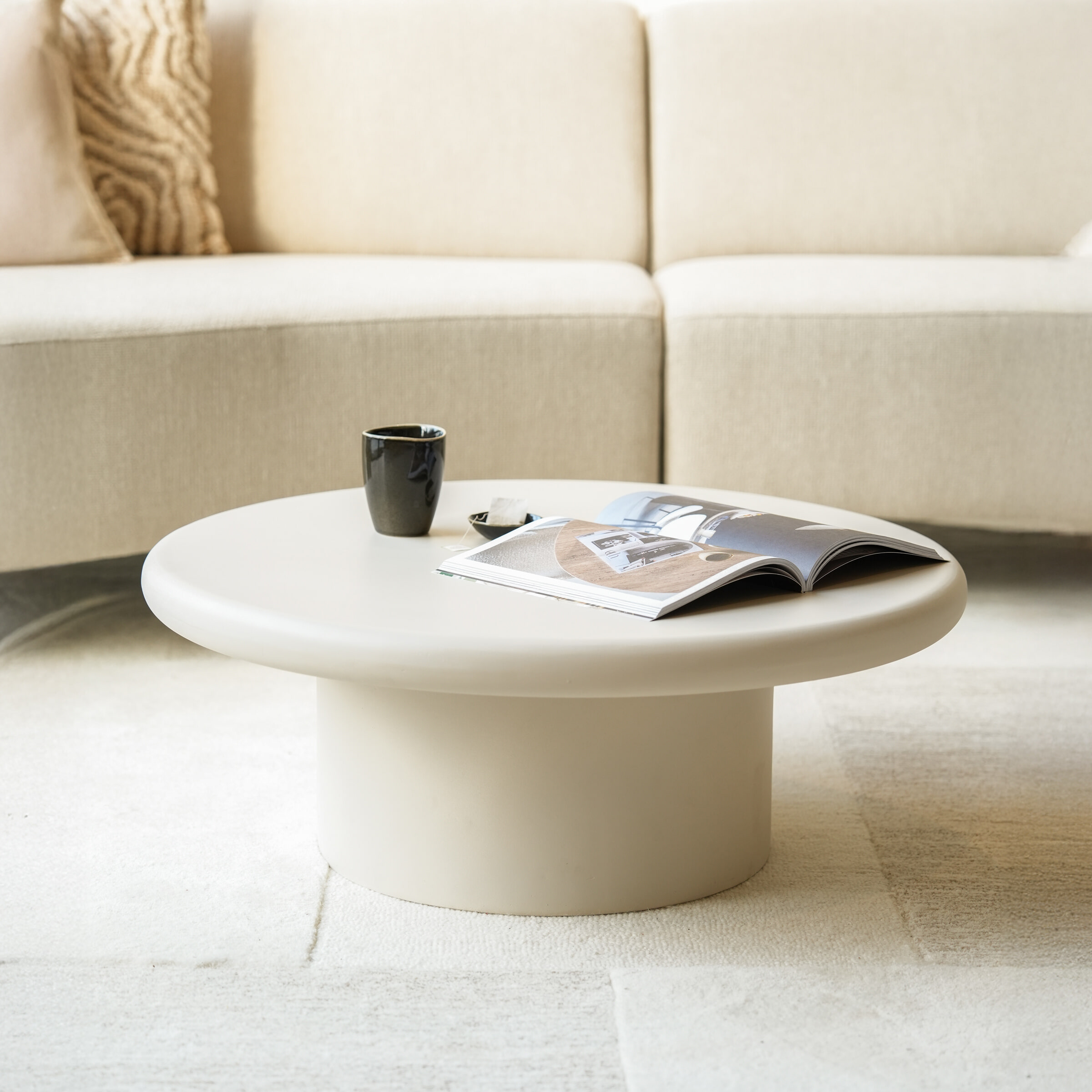 Eleonora Ronde Salontafel Jade Magnesium oxide 80cm - crème | Eleonora