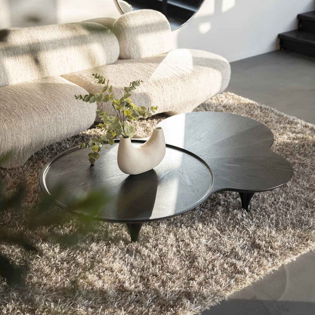 Eleonora Salontafel Fay 162 x 114cm - Zwart - Organisch - Japandi | Eleonora
