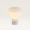 Elistro - Glazen tafellamp oplaadbaar Wit 25 cm - Draadloze tafellamp - Scandinavisch design - Dimbaar - IP44 voor buiten - USB-C - 3000K Warm Wit | LUSENZ