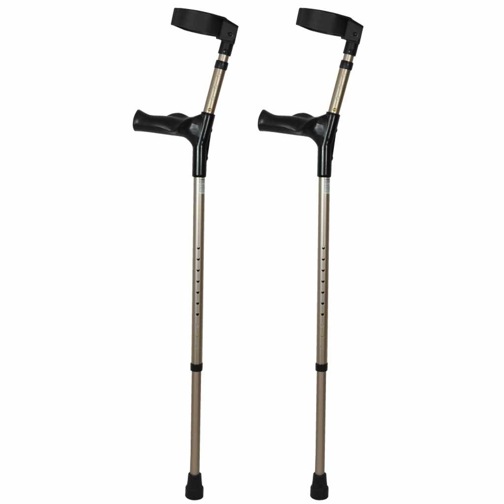 Elleboogkruk dubbel verstelbaar | Anatomische handgreep | Gesloten manchet | Max. gebruikersgewicht 100 kg | Brons metallic | PR30081-BZ | ThuiszorgwinkelXL