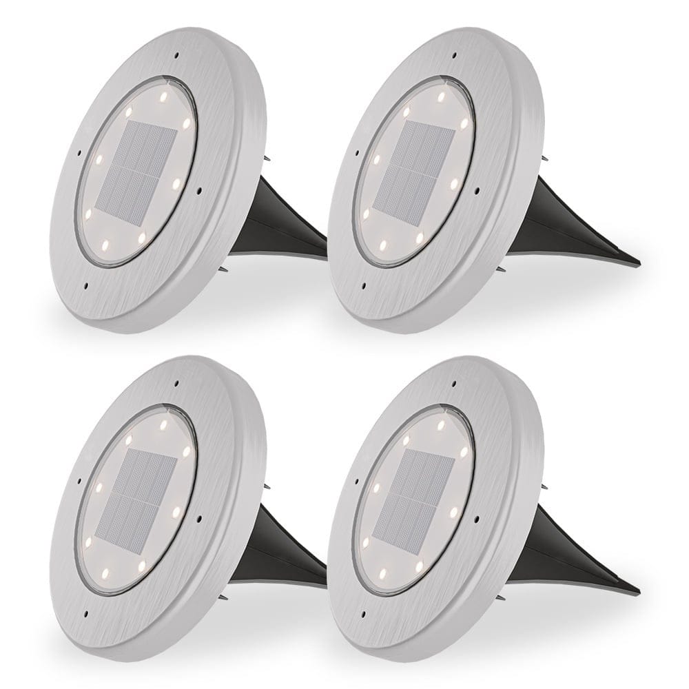Ellis 4x Solar Grondspot - 8 LEDs - 3000K warm wit - IP65 waterdicht - RVS | HOFTRONIC