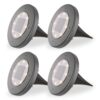 Ellis 4x Solar Grondspot - 8 LEDs - 3000K warm wit - IP65 waterdicht - Zwart | HOFTRONIC