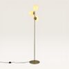 Elyndra - Gouden Staande lamp Metaal 150 cm - 3 bollen - Klassiek Modern design - Woonkamer lamp - Gebroken wit glas - Met voetschakelaar | LUSENZ