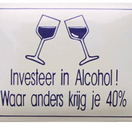 Emaille Funbord Investeer in alcohol | Topemaille