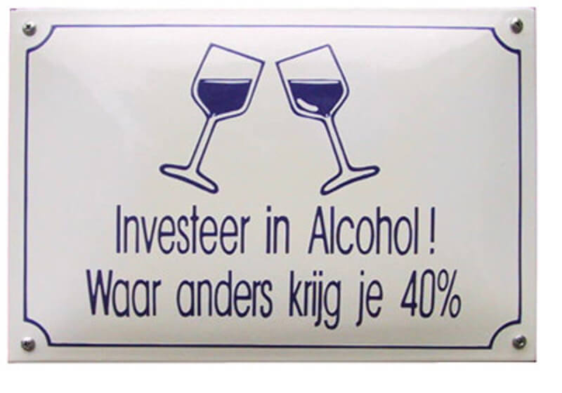 Emaille Funbord Investeer in alcohol | Topemaille