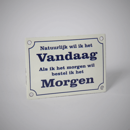 Emaille bord Natuurlijk vandaag | Topemaille