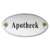 Emaille deurbord ovaal Apotheek | Topemaille
