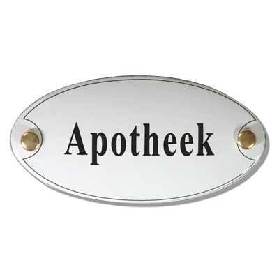 Emaille deurbord ovaal Apotheek | Topemaille
