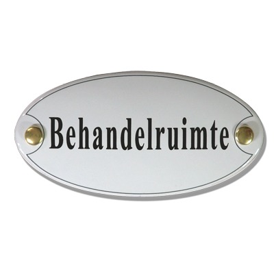 Emaille deurbord ovaal Behandelruimte | Topemaille