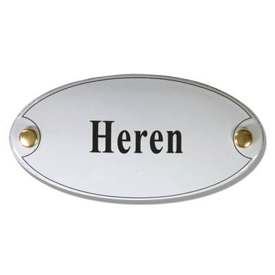 Emaille deurbord ovaal Heren | Topemaille
