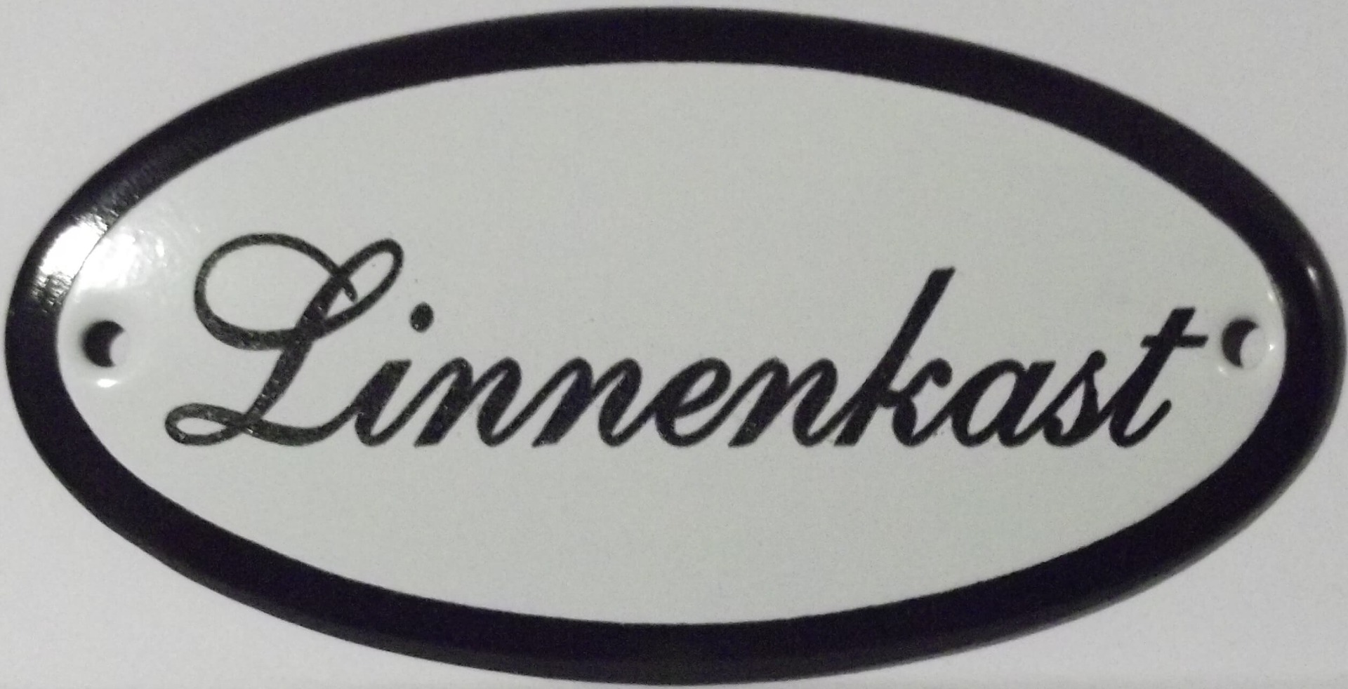 Emaille deurbord ovaal Linnenkast | Emaigro