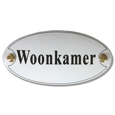 Emaille deurbord ovaal Woonkamer | Topemaille