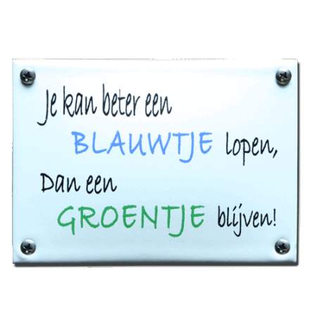 Emaille funbord Blauwtje lopen | Topemaille