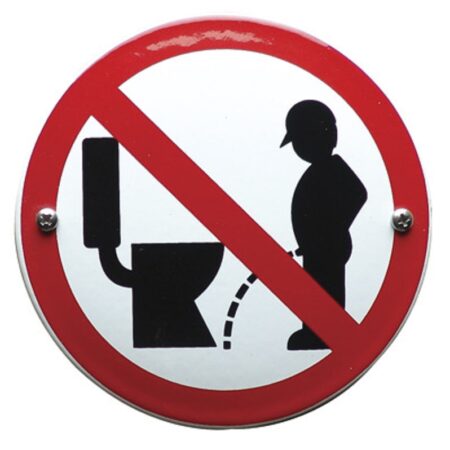 Emaille verbodsbord / Verbod naast wc te plassen | Topemaille