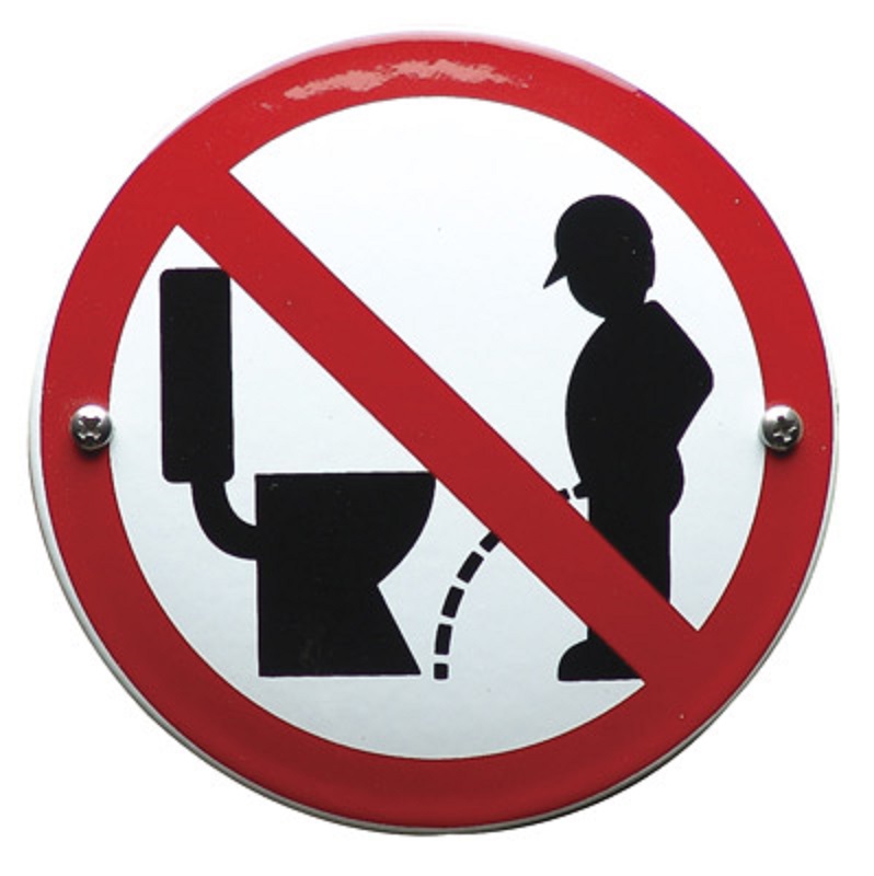 Emaille verbodsbord / Verbod naast wc te plassen | Topemaille