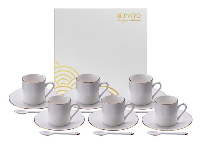 Espressoset Wit met Goud - Nippon White - Tokyo Design Studio - 18-delig - 80ml | Tokyo Design Studio