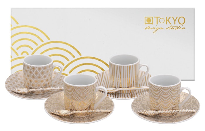 Espressoset wit en goud - Nippon Gold - Tokyo Design Studio - 12 stuks - 80ml | Tokyo Design Studio