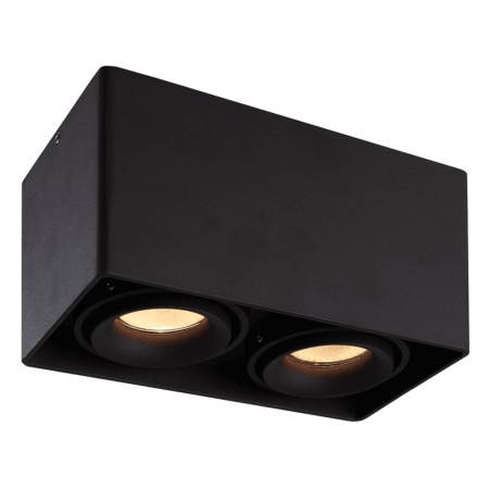Esto LED Opbouwspot - Vierkant - 2 lichts - Kantelbaar - GU10 Fitting - Opbouwspot - Voor binnen - Vervangbare afdekring - Zwart | HOFTRONIC