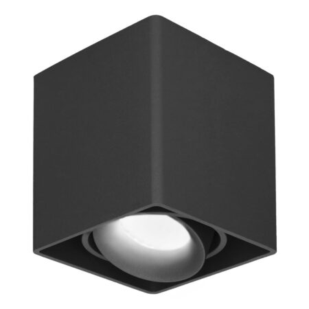 Esto LED Opbouwspot - Vierkant - Kantelbaar - Dimbaar - 4000K neutraal wit - 4 Watt 345 Lumen - GU10 - Plafondspot - Voor binnen - Vervangbare afdekring - Zwart | HOFTRONIC