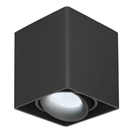 Esto LED Opbouwspot - Vierkant - Kantelbaar - Dimbaar - 6500K daglicht wit - 4 Watt 345 Lumen - GU10 - Plafondspot - Voor binnen - Vervangbare afdekring - Zwart | HOFTRONIC