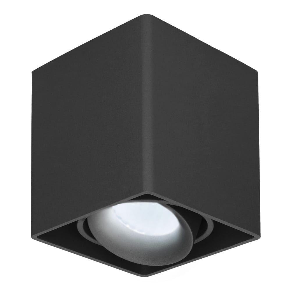 Esto LED Opbouwspot - Vierkant - Kantelbaar - Dimbaar - 6500K daglicht wit - 4 Watt 345 Lumen - GU10 - Plafondspot - Voor binnen - Vervangbare afdekring - Zwart | HOFTRONIC