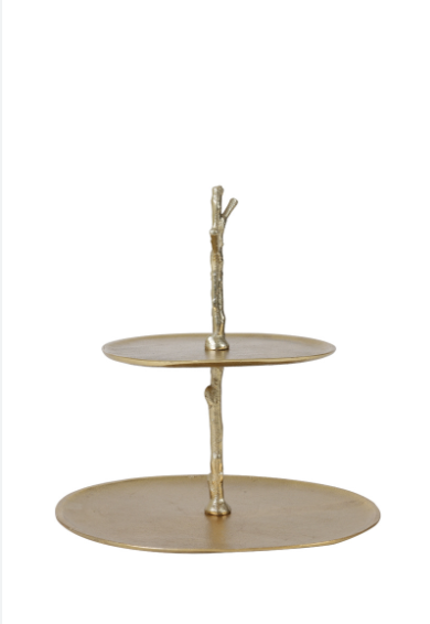Etagere 2 laags Tresa goud |
