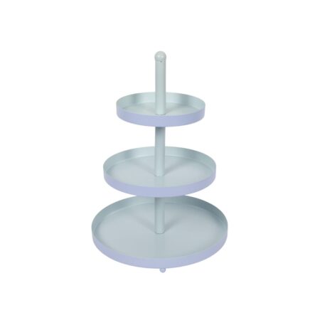Etagere 3-laags blauw-munt Ø25xH35cm | Merkloos