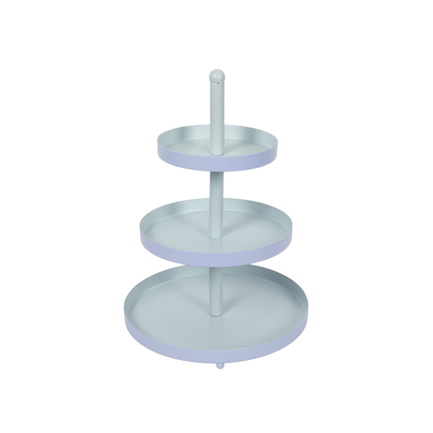 Etagere 3-laags blauw-munt Ø25xH35cm | Merkloos