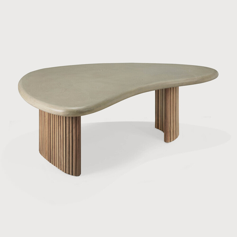 Ethnicraft Organische Outdoor Salontafel Boomerang Beton en teakhout