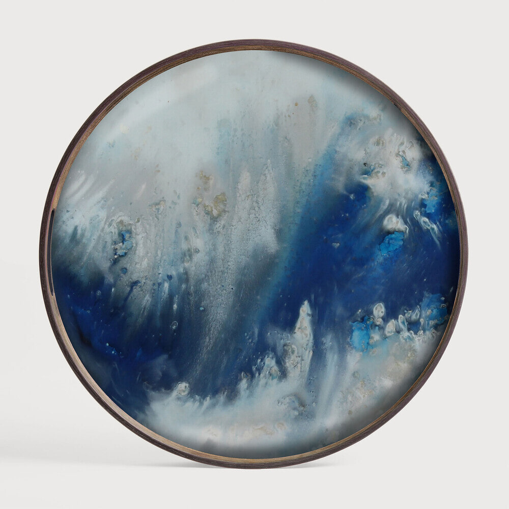 Ethnicraft Rond Dienblad Tribal Quest 48cm - Blue Mist | Ethnicraft